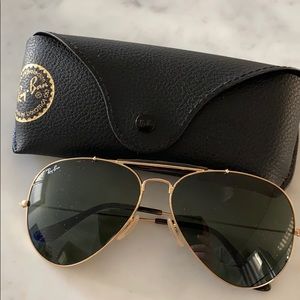 Oversized Ray Ban Gold Outdoorsman Sunglasses